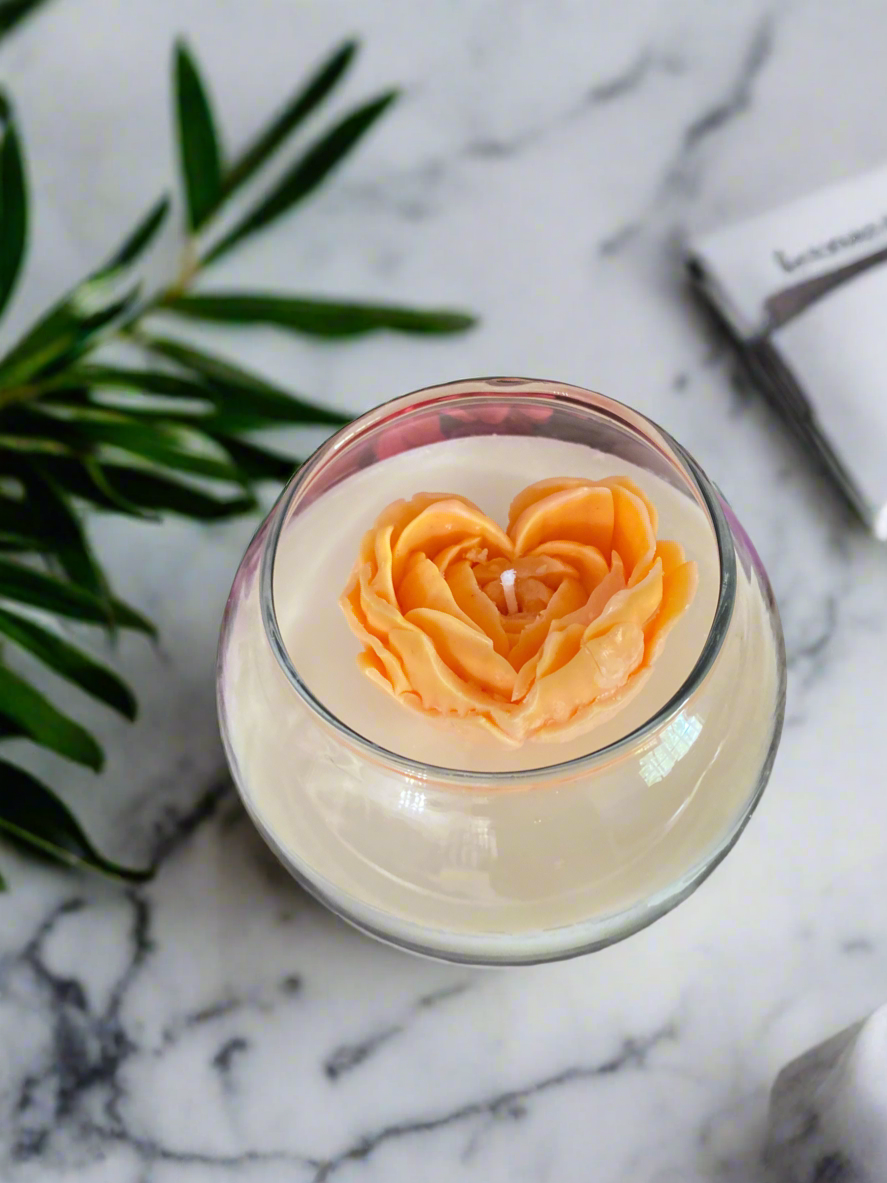 Flower Soy Wax Candle | Custom Color | Fresh Vanilla Scent