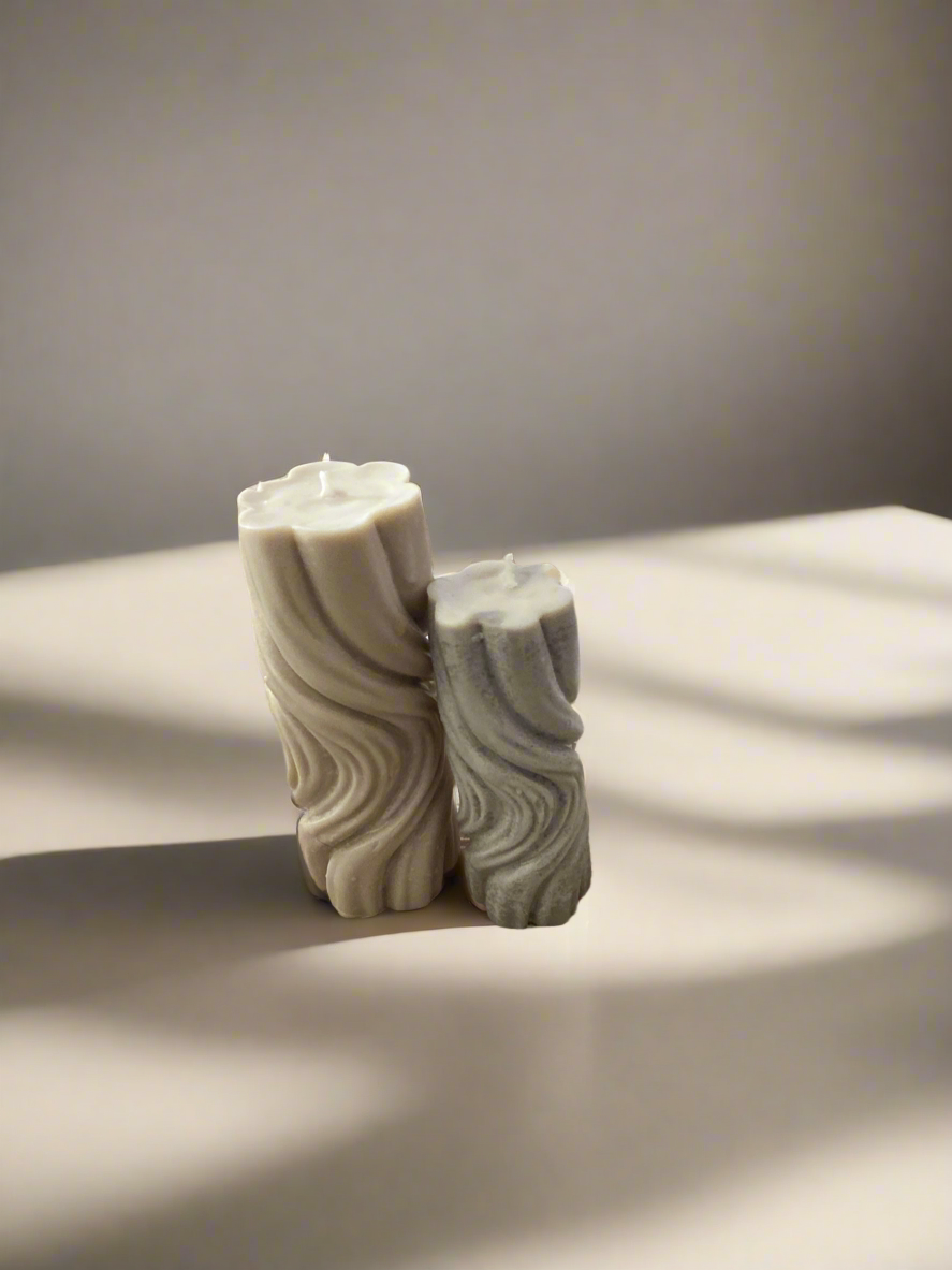Spiral Wave Candle Set | Scented Pillar Candles | Handmade Soy Wax | Modern Home Decor