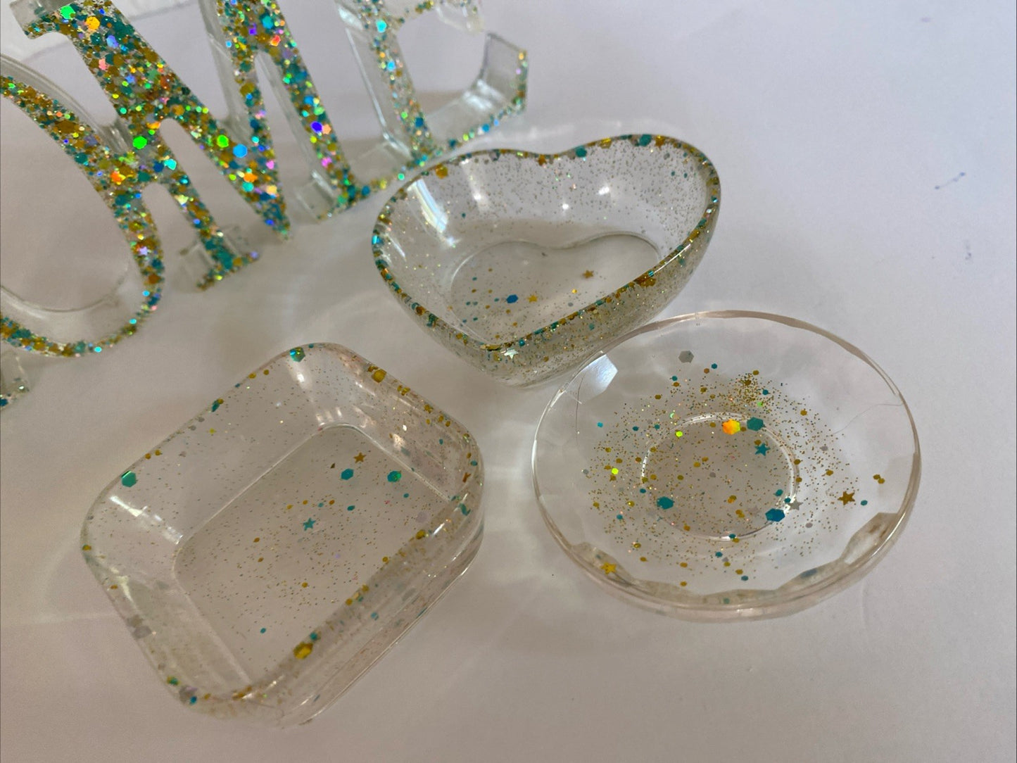 Glitter Home Decor Sign with candle or Jewelry Holder- Handmade access Tray