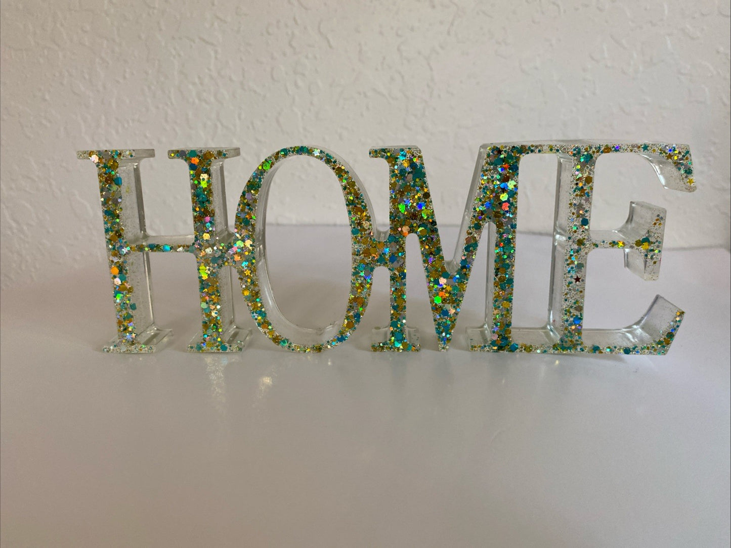 Glitter Home Decor Sign with candle or Jewelry Holder- Handmade access Tray
