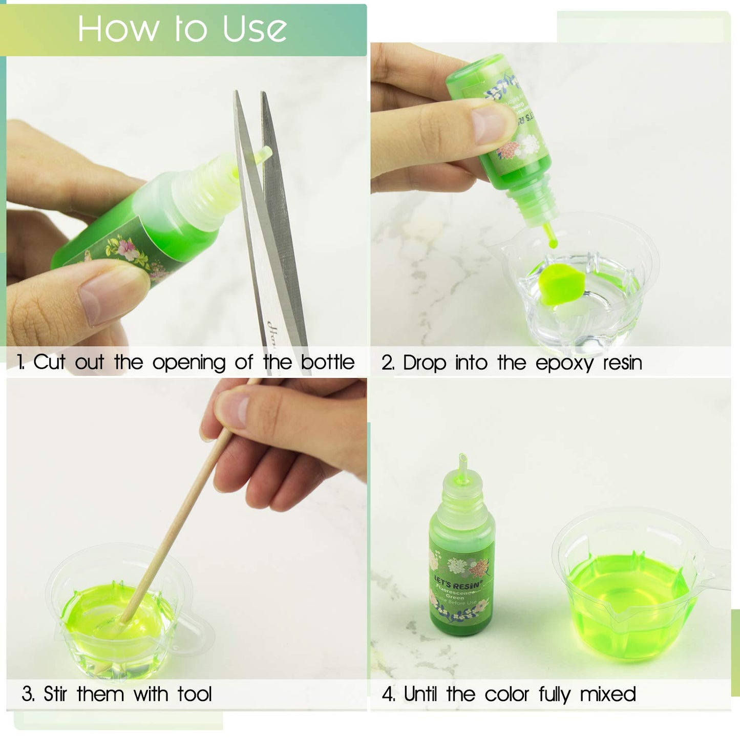 LET'S RESIN Epoxy Resin Dye,15 Color Translucent Epoxy Resin Pigment,Odorless Concentrated Epoxy Resin Paint Each 0.35oz,Liquid Resin Colorant for Resin Coloring,Epoxy Resin,Resin Molds