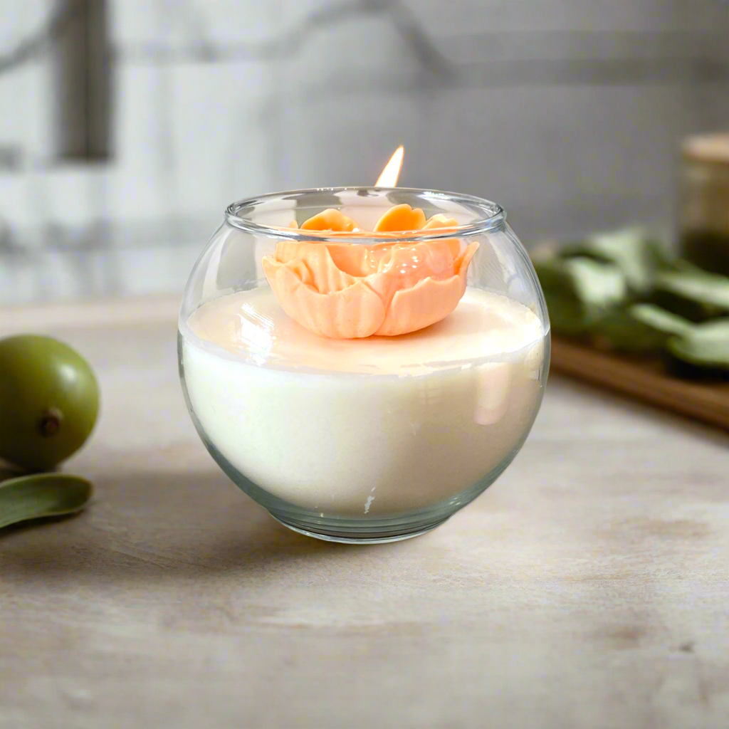 Flower Soy Wax Candle | Custom Color | Fresh Vanilla Scent