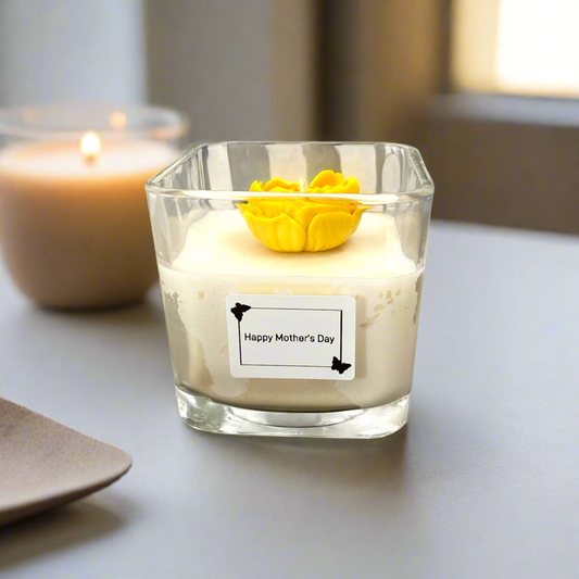 Flower Soy Wax Candle, Fresh Vanilla Scent