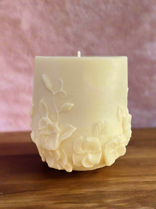 Rose Flower Candle | Cylinder Pillar | Decorative Handmade